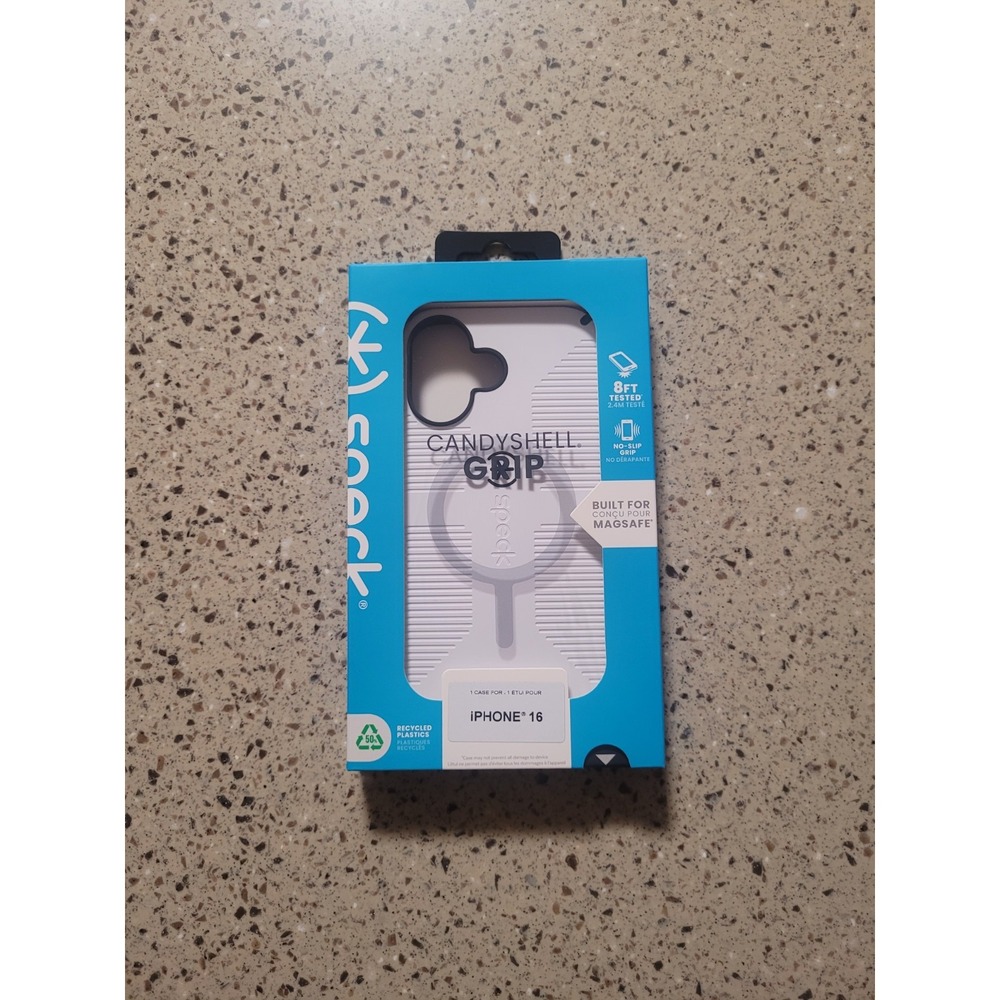 Speck iPhone 16 Candyshell Grip White Protective Magsafe Microban Case